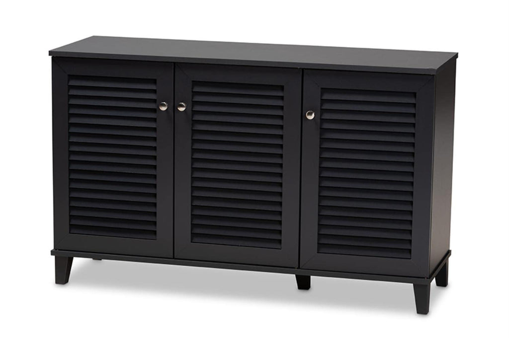 Baxton Studio Coolidge Contemporary Wood 8-Shelf Shoe Cabinet In Dark Gray