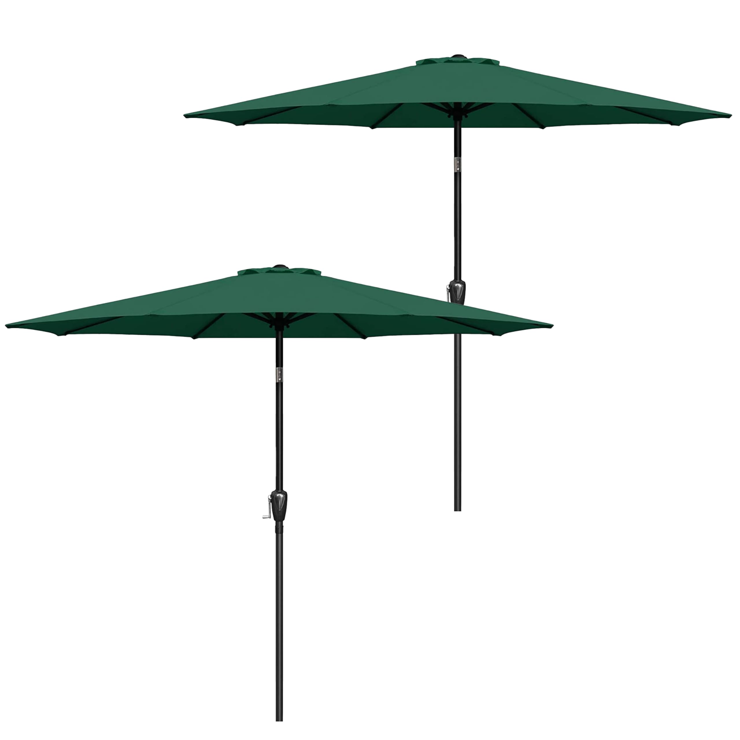 Simple Deluxe 2 Pack 9Ft Outdoor Patio Umbrella Table Market Umbrella With Push Button Tilt And Crank, 8 Sturdy Ribs, Uv Protection Waterproof For Garden, Lawn, Deck, Backyard, Pool, Green