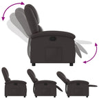 vidaXL Manual Recliner Chair for Living Room, Adjustable Recliner with Padded Seat & Backrest, Home Theater Seating with Side Pocket, Dark Brown Real Leather