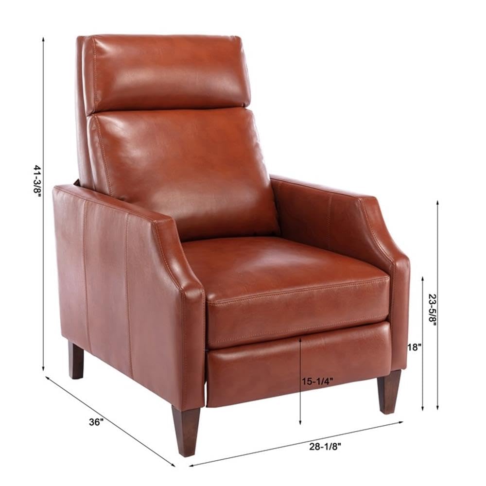 Comfort Pointe Balantyne Caramel Faux Leather Push Back Recliner with Wooden Legs