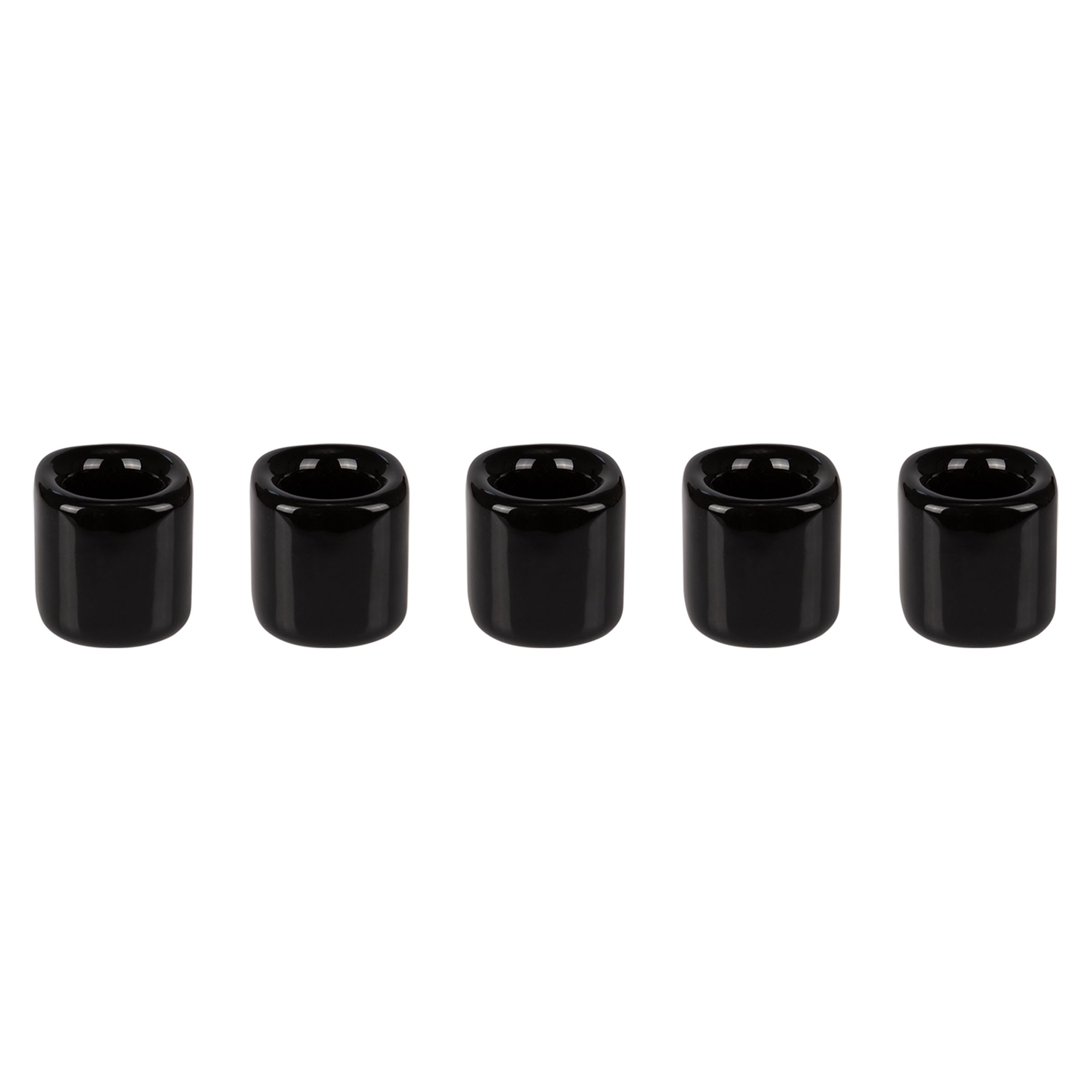 Mega Candles 5 pcs Black 1/2 Inch Diameter Ceramic Chime Ritual Spell Candle Holders, Great for Casting Chimes, Meditation, Ritu