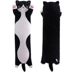 MIAOHAHA Long Plush Cat Toy Pillow Stuffed Animal Cat Kids Plush Toy Pillow for Kids and Girls Toy Doll(Black&White,70cm/27.6in)