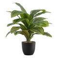 Monarch Specialties I 9573 Artificial Plant, 17' Tall, Dracaena, Indoor, Faux, Fake, Table, Greenery, Potted, Real Touch, Decorative, Green Leaves, Black Pot