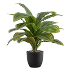 Monarch Specialties I 9573 Artificial Plant, 17' Tall, Dracaena, Indoor, Faux, Fake, Table, Greenery, Potted, Real Touch, Decorative, Green Leaves, Black Pot