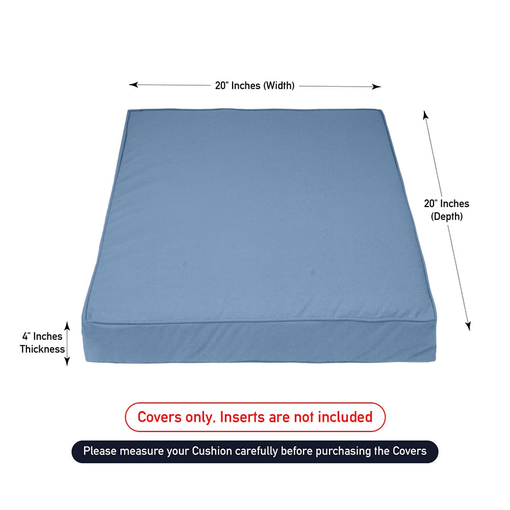 Covers & All Square Outdoor Cushion Covers For Patio Furniture For Patio Furniture, Water, Tear & Uv Resistant Slipcover With Double Zippers (Pack Of 2) (20' L X 20' W X 4' Thick, Sky Blue)