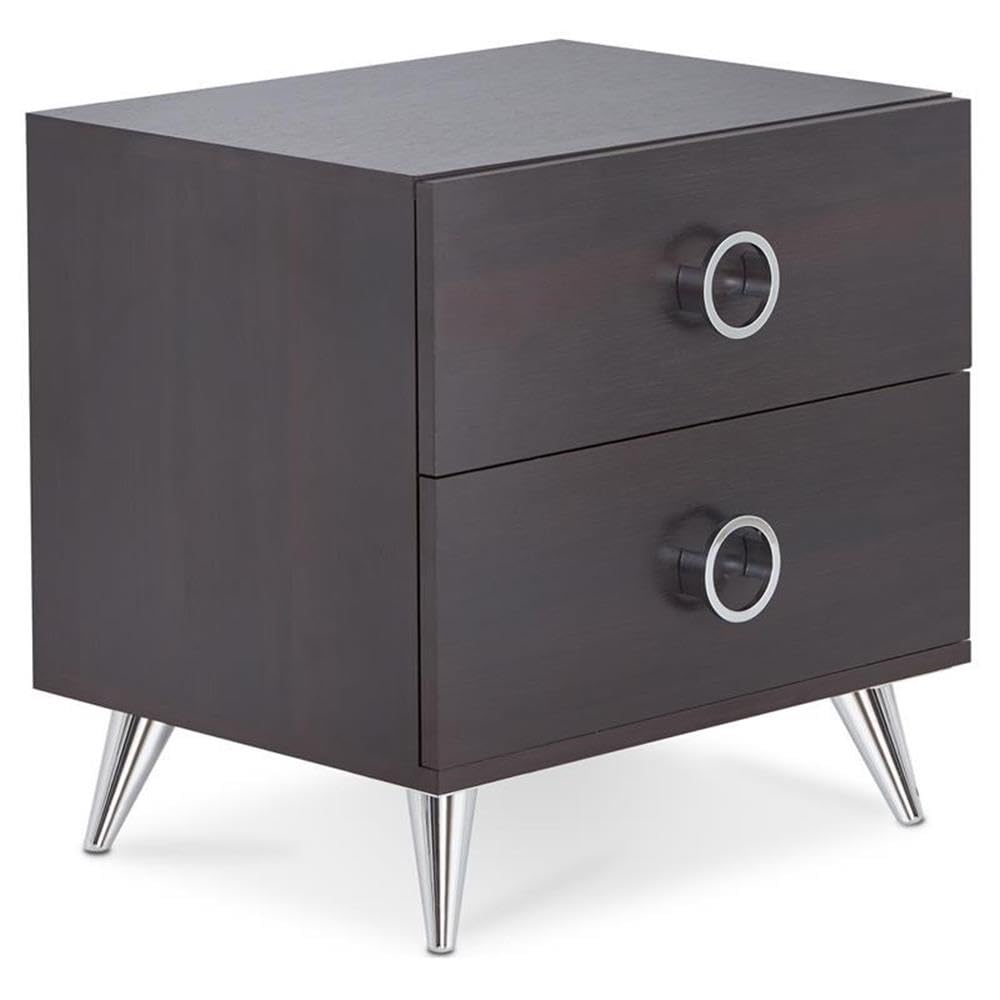 Casafoyer Elms 2Drawer Nightstand With Chrome Hardware  Modern Elegance ( Pack Of 2 )