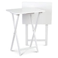 Pj Wood 2 Piece Set, Multifunctional Solid Wood Tv Snack Tray Tables For Indoor Use, White