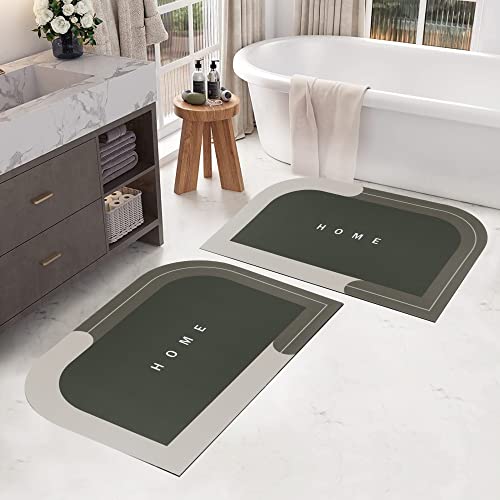 Story@Home 2 Pc Oval Rubber Bath Mat 4 Mm, AntiSkid Water Soaking Bathroom Rug Door, Floor Mat, Soft Quick Dry Water Absorbent 