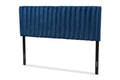 Baxton Studio Emile Modern and Contemporary Navy Blue Velvet Fabric Upholstered and Dark Brown Finished Wood Full Size Headboard