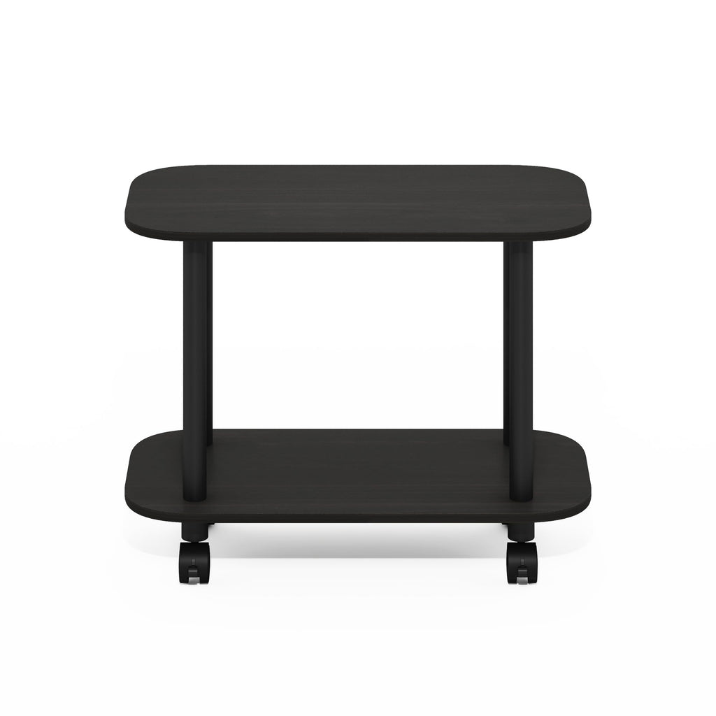 Furinno Turn-N-Tube Modern Oval End Table, Side Table with Casters, Espresso/Black