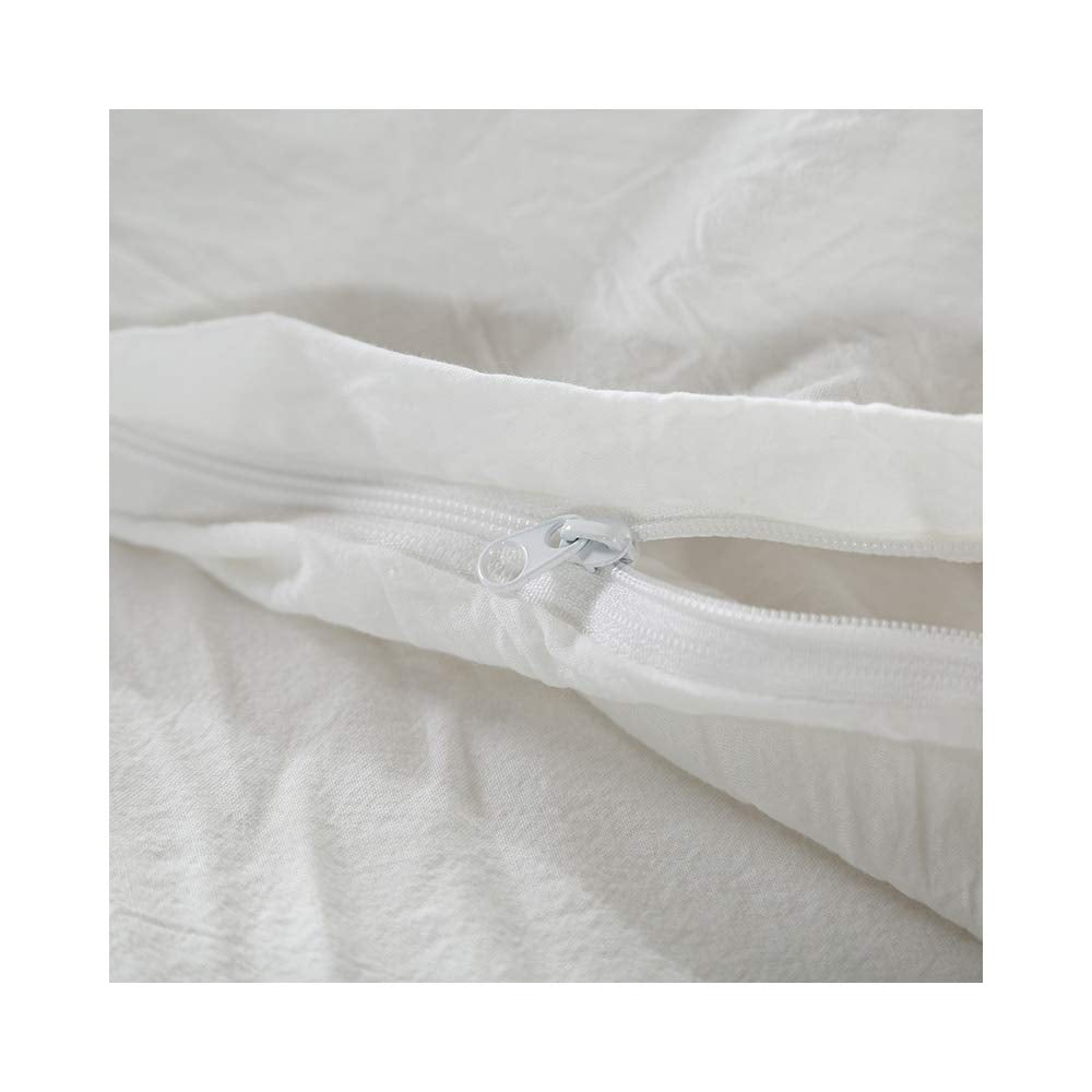 F.Y.Dreams 100% Washed Cotton Duvet Cover For Weighted Blanket 60X80 Inches With 8 Ties, Zipper On Long Side/White/Just Duvet Co