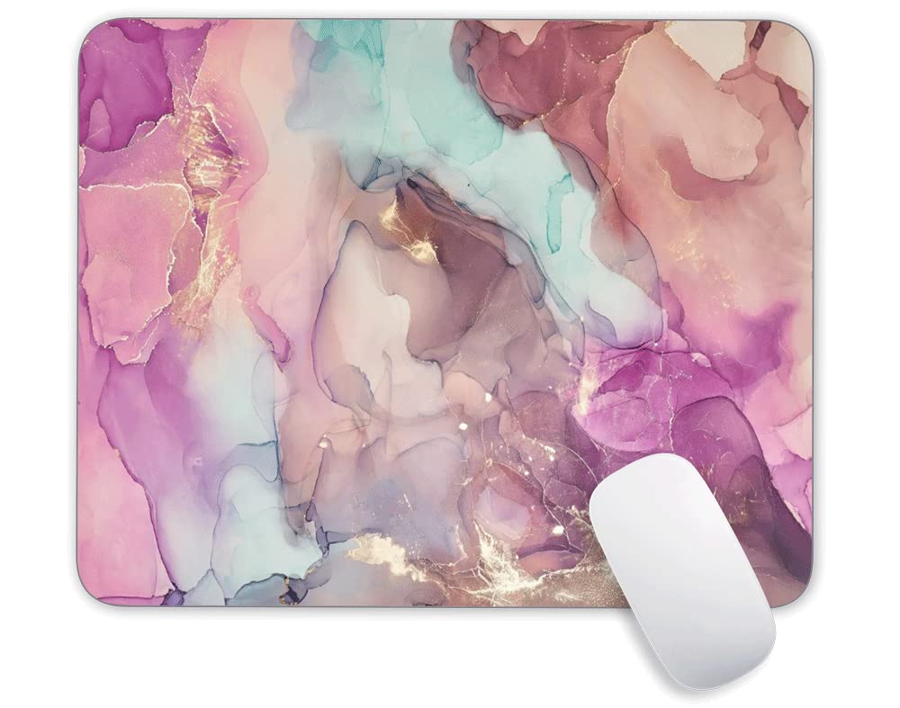 Rose Pink Gold Marble Mouse Pad, Gaming Mouse Mat With Custom Design, Square Waterproof Mouse Pad Non-Slip Rubber Base Mousepads