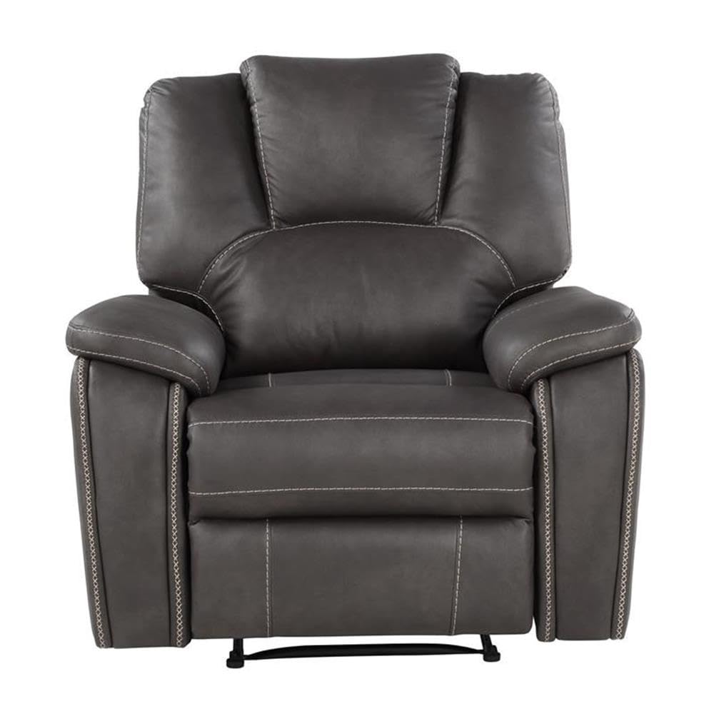 Steve Silver Co Katrine Manual Recliner, Padded Charcoal Faux-Leather, Raised Headrest Recliner Chair, Living Room Single Sofa Recliner, Padded Armrests, 36" D x 39" W x 39" H, Grey/Black
