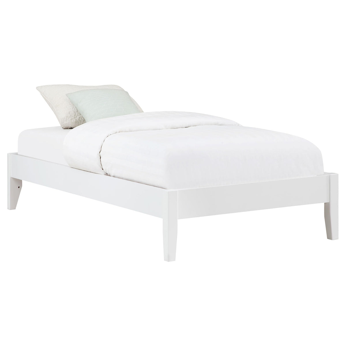 Coaster Home Furnishings Hounslow Contemporary Full Size Pine Wood Platform Bed Frame Headboard Compatible Bed Base White 306128F