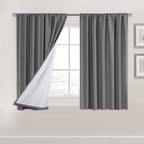 H.Versailtex 100% Blackout Curtains 45 Inches Long Full Light Blocking Curtain Draperies For Bedroom Living Room Thermal Insulated Functional Soft Thick Window Treatment Set Of 2 Panels, Grey