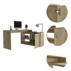 TUHOME Axis L-Shaped Desk Engineered Wood Desks in Beige
