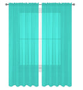 Decotex 2 Piece Solid Elegant Sheer Curtains Fully Stitched Panels Window Treatment Drape (54'' X 84'', Turquoise)