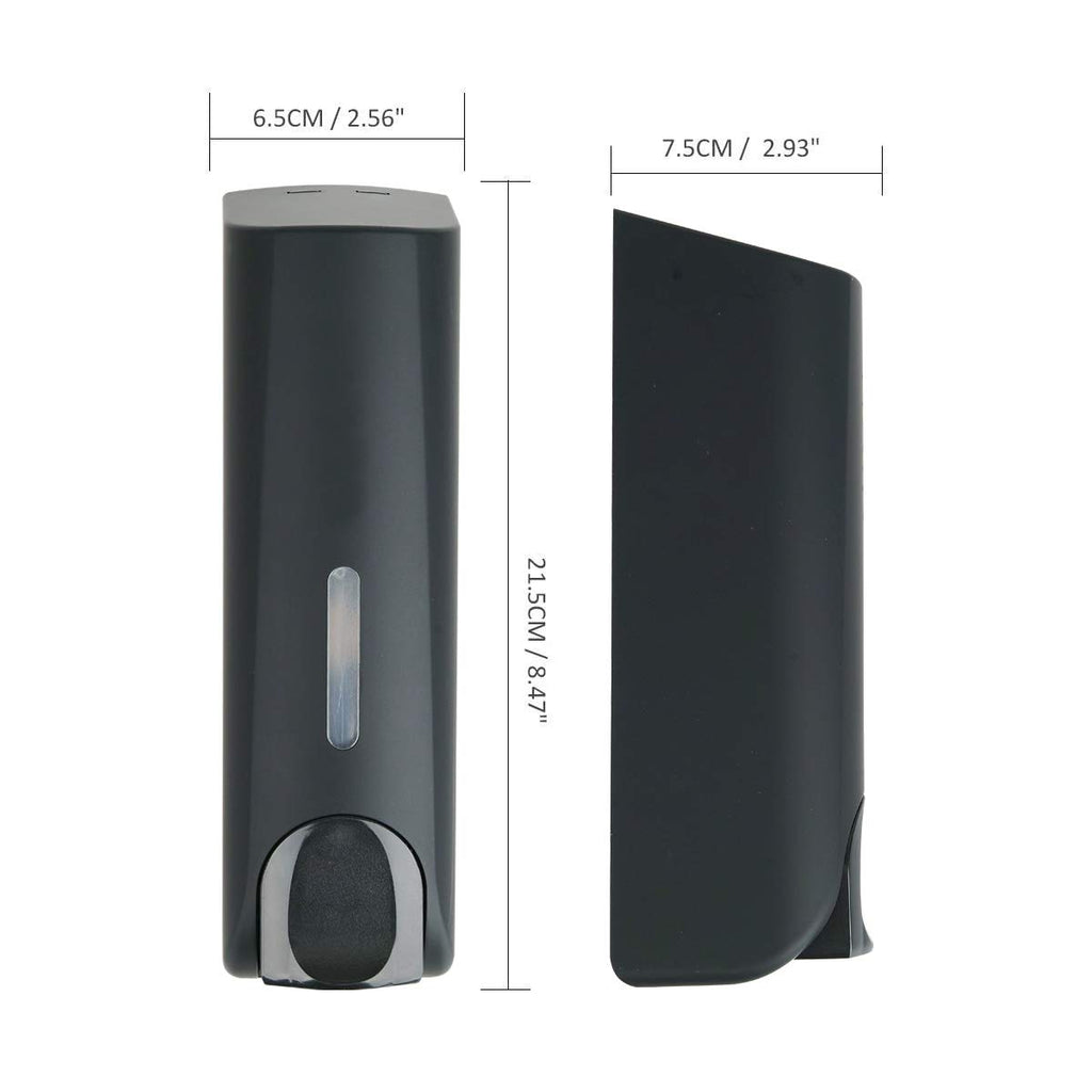 Aumio Soap Dispenser Shower Gel Shampoo Conditioner Refillable Bottles Abs Wall Mount 350Ml Black One Pack