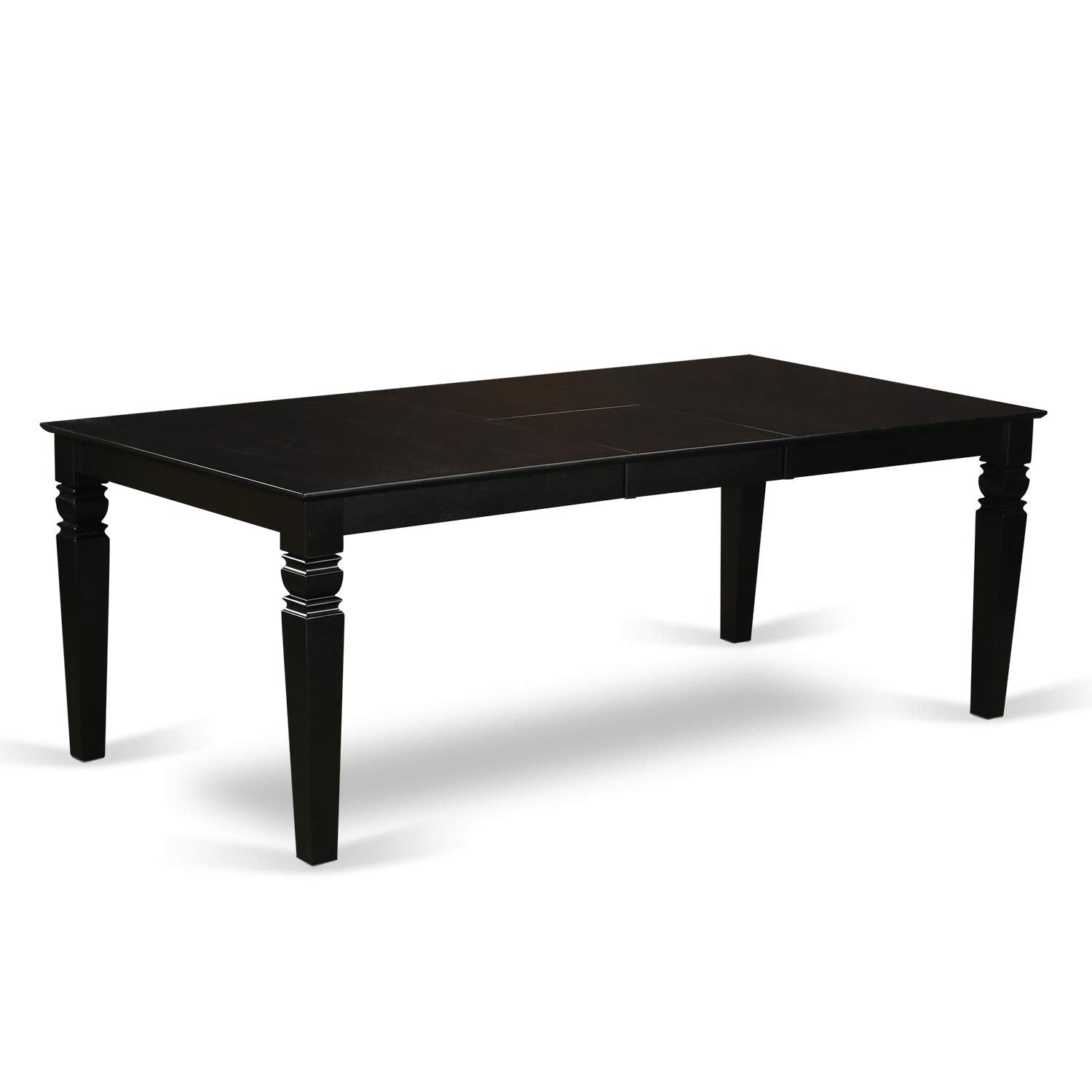 East West Furniture LGKE7-BLK-LC Logan 7 Piece Modern Set Consist of a Rectangle Wooden Table with Butterfly Leaf and 6 Faux Leather Dining Room Chairs, 42x84 Inch, Black