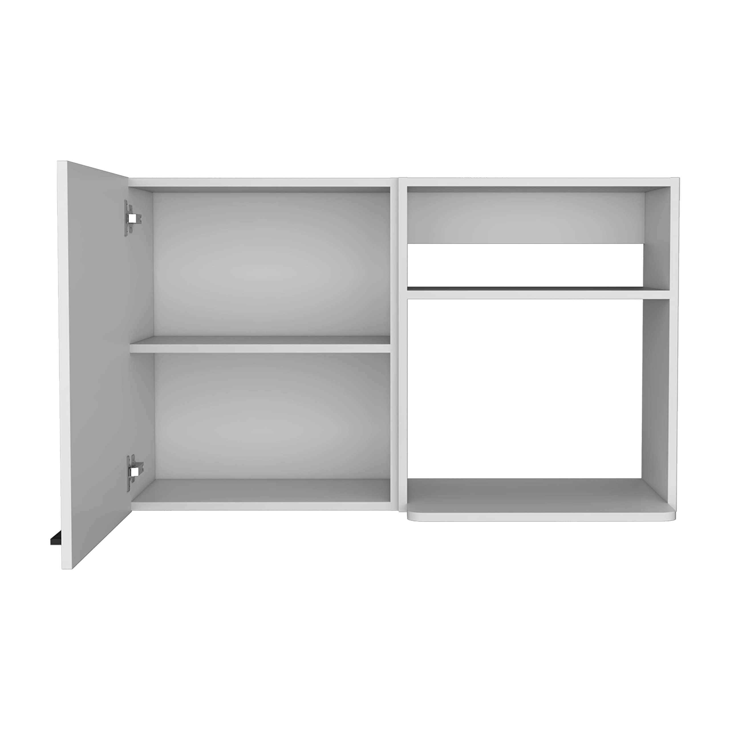 Stackable Wall Storage Cabinet 24&Quot; H, 2 Internal Shelves, 2 External Storage Shelves, 1 Door, White
