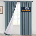 H.Versailtex 100% Blackout Curtains 84 Inches Long Full Light Blocking Curtain Draperies For Bedroom Living Room Thermal Insulated Functional Soft Thick Window Treatment Set Of 2 Panels, Stone Blue