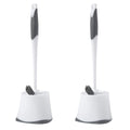 Clorox Corner Toilet Bowl Brush with Under Rim Scrubber, Includes Corner Storage Caddy, White, 2Pack