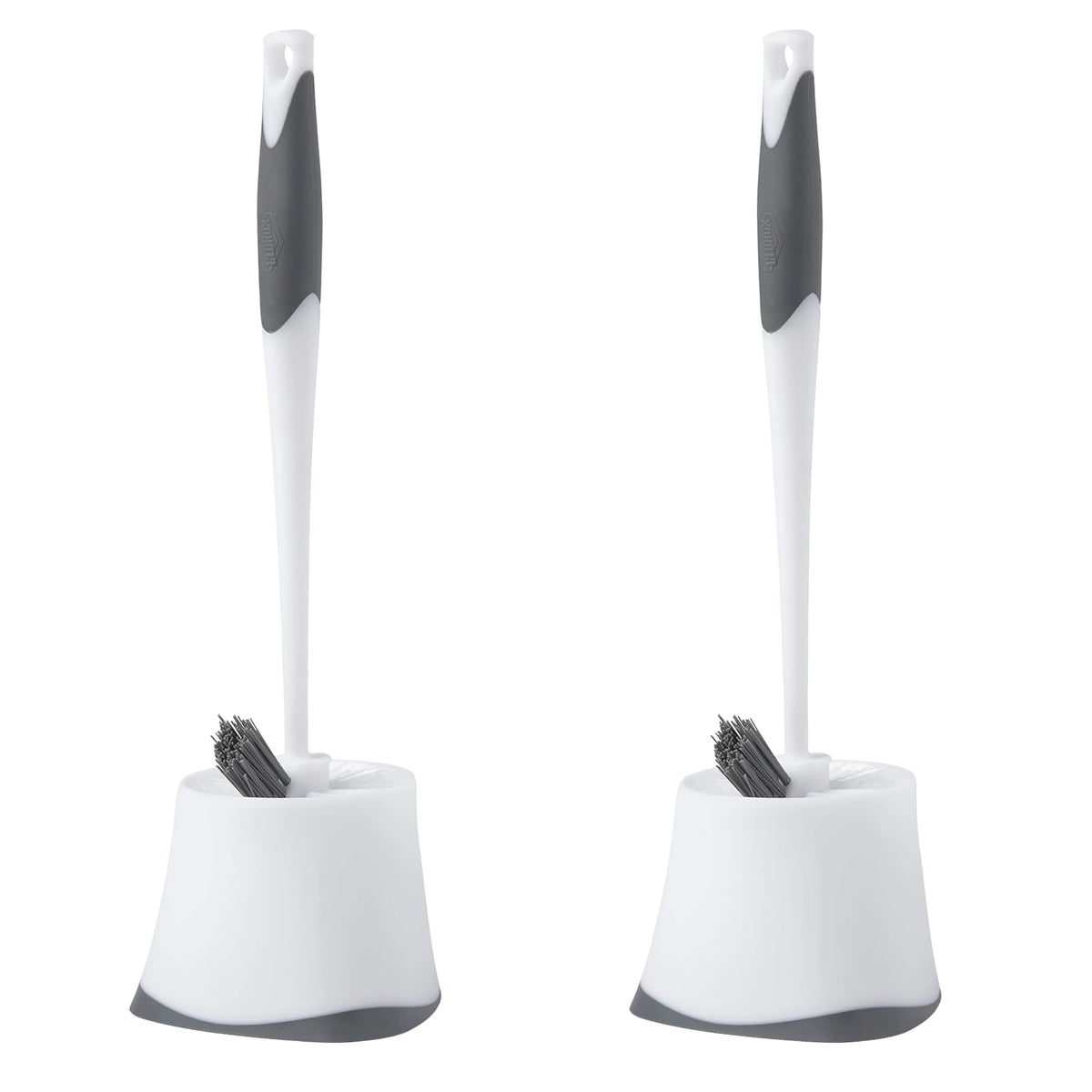 Clorox Corner Toilet Bowl Brush with Under Rim Scrubber, Includes Corner Storage Caddy, White, 2Pack