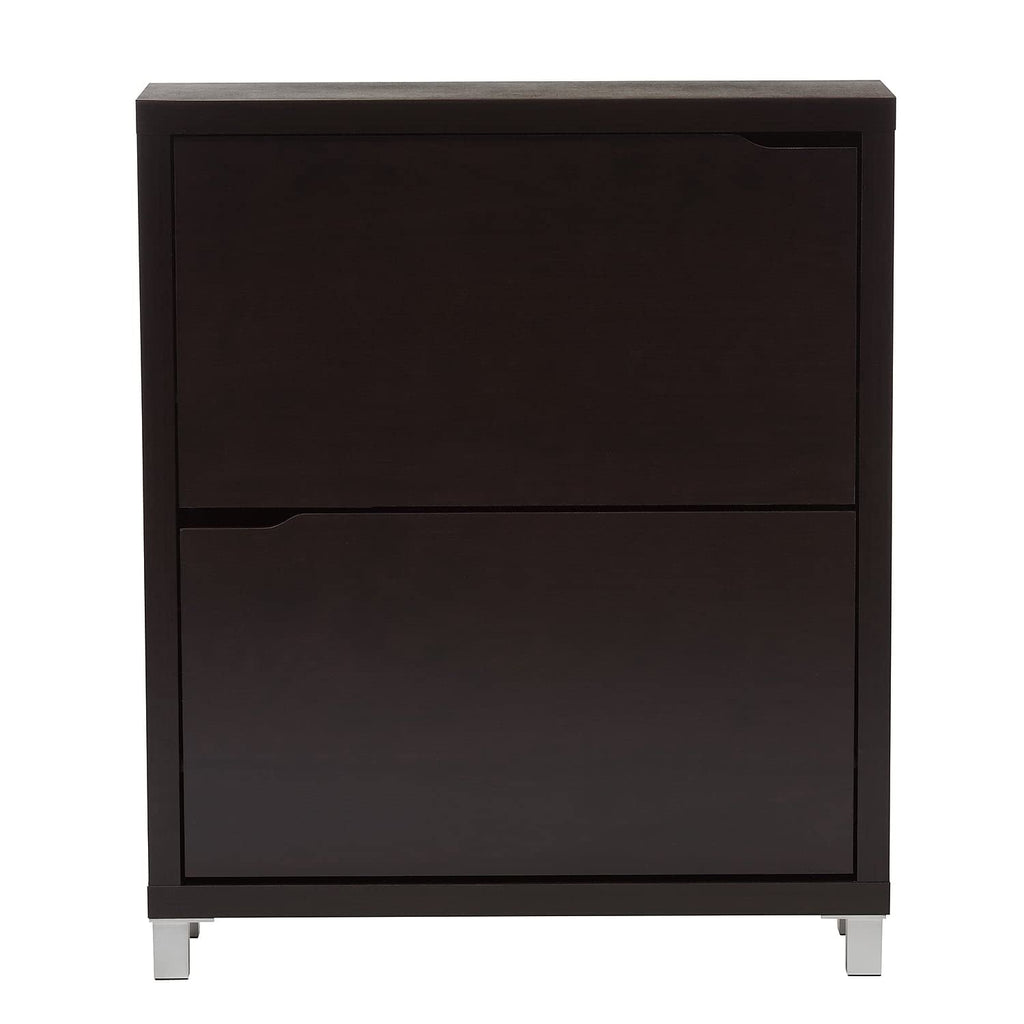 Baxton Studio Simms Modern Shoe Cabinet, Dark Brown