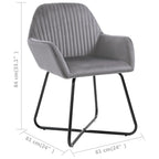 vidaXL Dining Chairs 6 Pcs, Accent Arm Chair with Metal Legs, Upholstered Dining Room Chair for Living Room, Modern Style, Gray Velvet