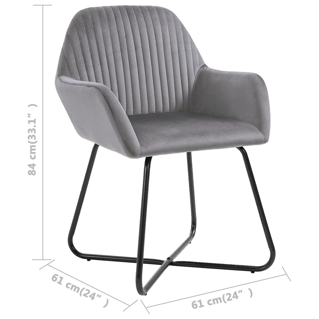 vidaXL Dining Chairs 6 Pcs, Accent Arm Chair with Metal Legs, Upholstered Dining Room Chair for Living Room, Modern Style, Gray Velvet