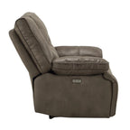 Acme Harumi Fabric Horizontal Tufted Power Reclining Sofa in Gray
