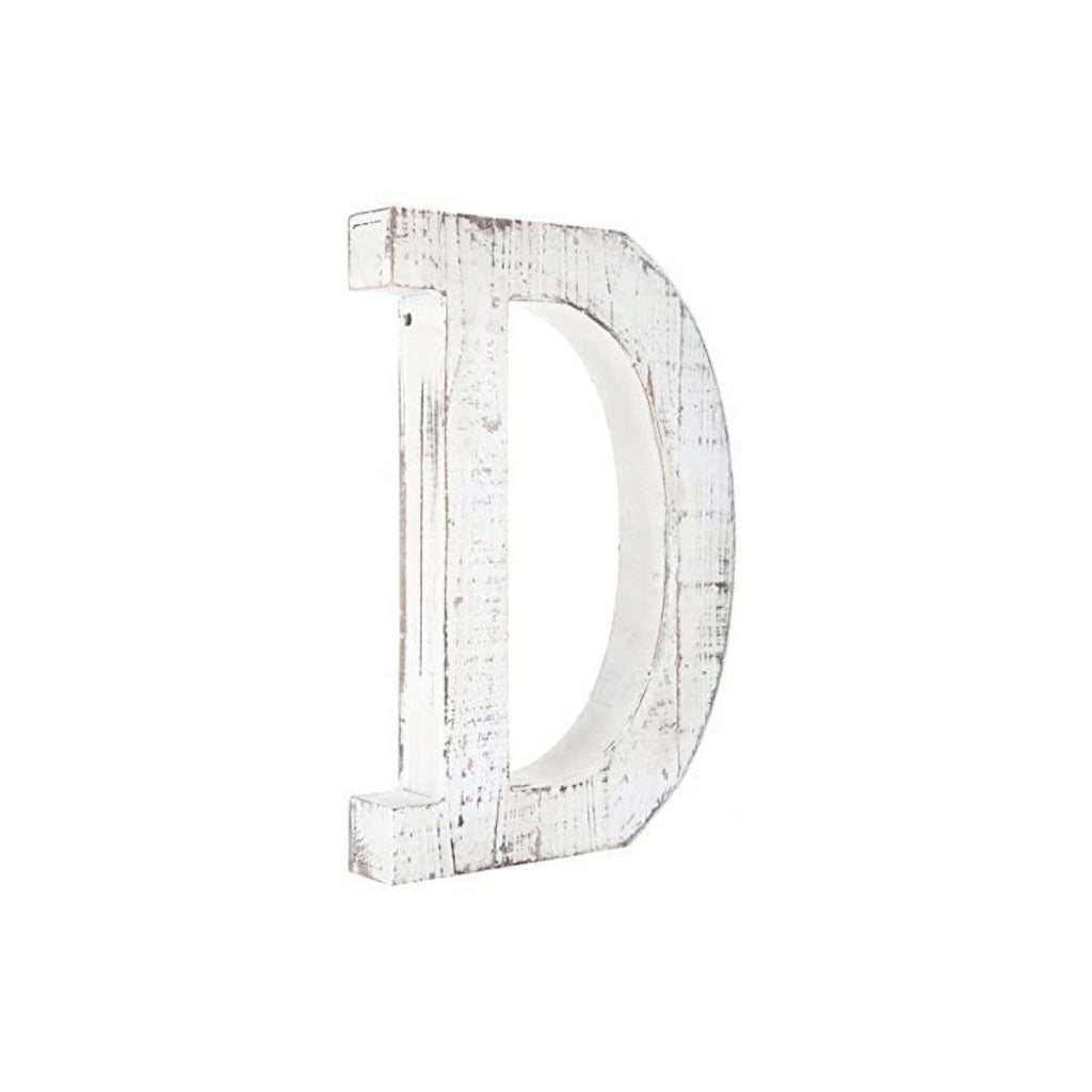 HomeRoots 16' Distressed White Wash Wooden Initial Letter D Sculpture