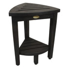 Mod Gray Teak 18'' Curvilinear Corner Shower Bench With Shelf