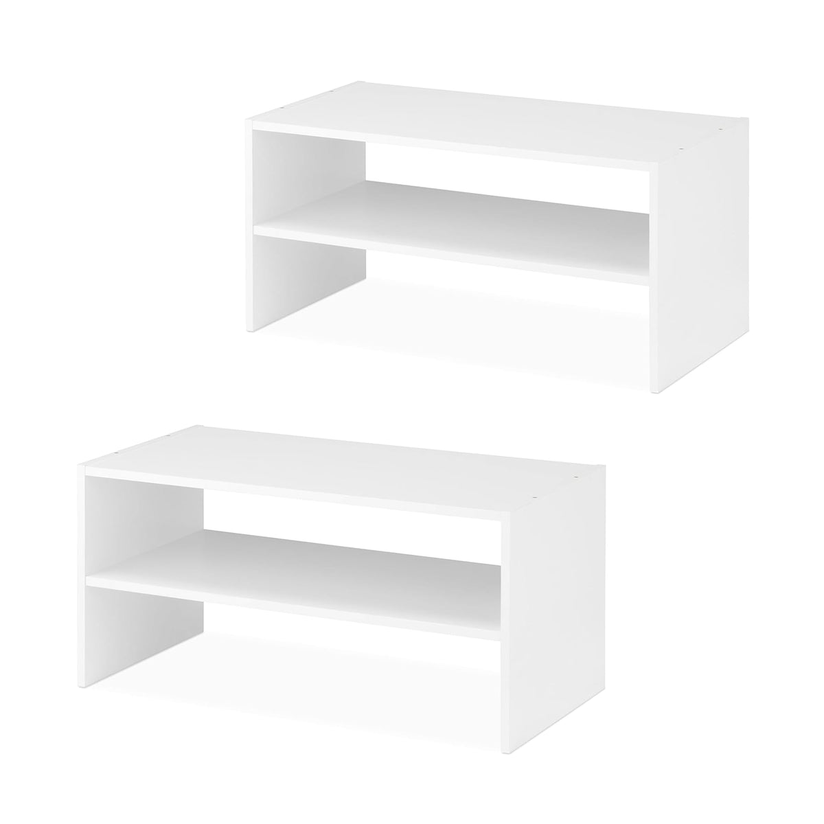 Whitmor Stackable 31 Extra Wide 2-Shelf Storage Organizer, White,2 Pack
