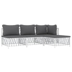 vidaXL 4-Piece Lounge Set - Modern White and Dark Gray Patio Sofa Set with Woven Fabric and Powder-Coated Steel Frame, Ideal for Garden and Outdoor Spaces