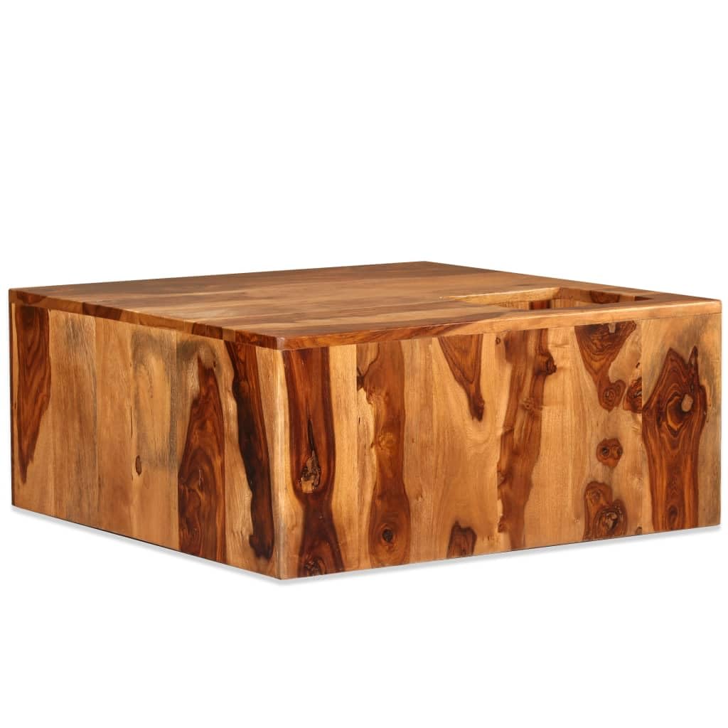 vidaXL Handmade Sheesham Wood Coffee Table - Square Design with Recessed Storage Area, Polished, Painted and Lacquered, 27.6x27.