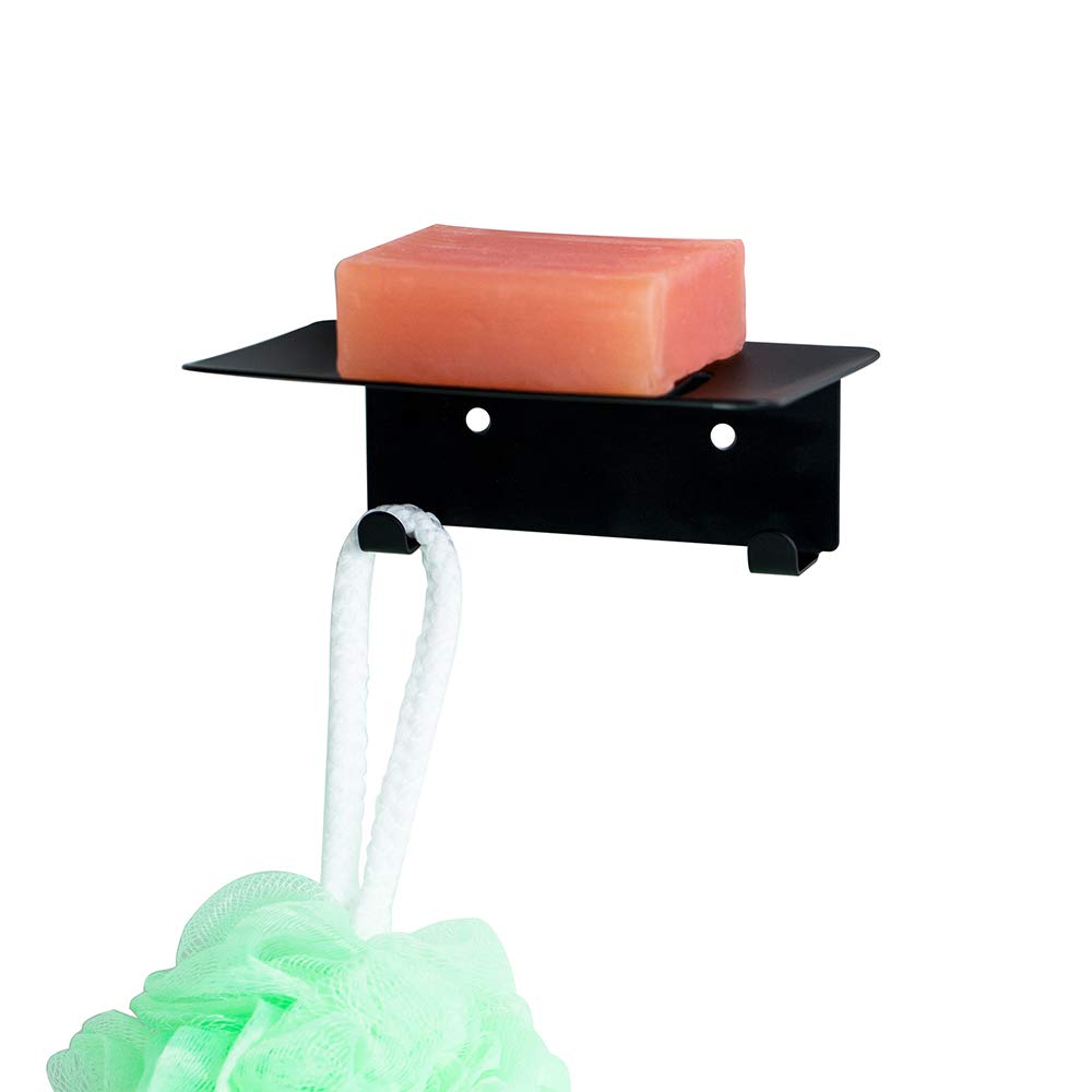 Soap Holder, Wall Mounted Shower Dish, Scouring Pad Holder For Kitchen Or Bathroom,Black