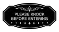Signs Bylita Victorian Please Knock Before Entering Sign (Black/Silver) - Large