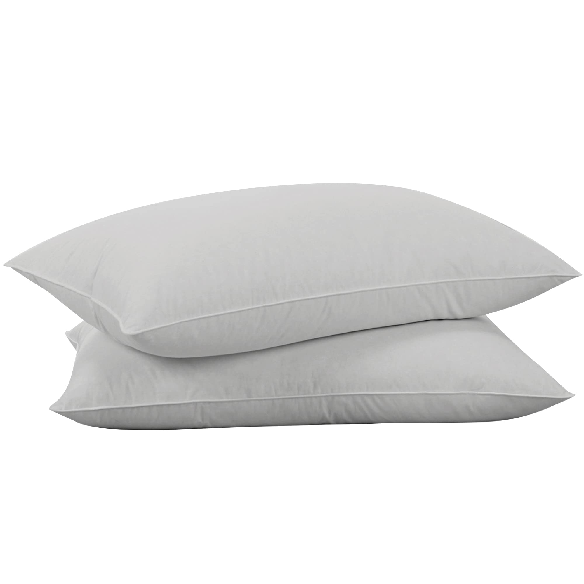 Puredown Goose Feathers Down Pillows - Queen Size Bed Sleeping Hotel Collection Pillows Set Of 2 With 100% Cotton Cover, Grey