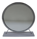 Acme Adao Vanity Mirror & Stool in Faux Fur Mirror White & Chrome Finish