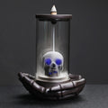 HaisWonsa Skull Incense Burner Holder - Backflow Waterfall , LED Ceramic Unique Skeleton Incense Burner with 15 Incense Cones fo