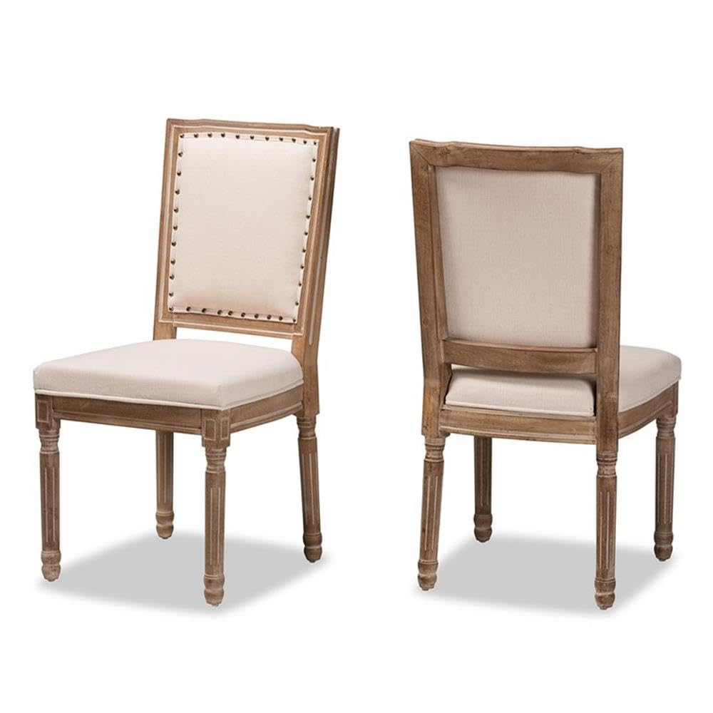 Baxton Studio Louane Beige And Brown Finished Wood 2Piece Dining Chair Set