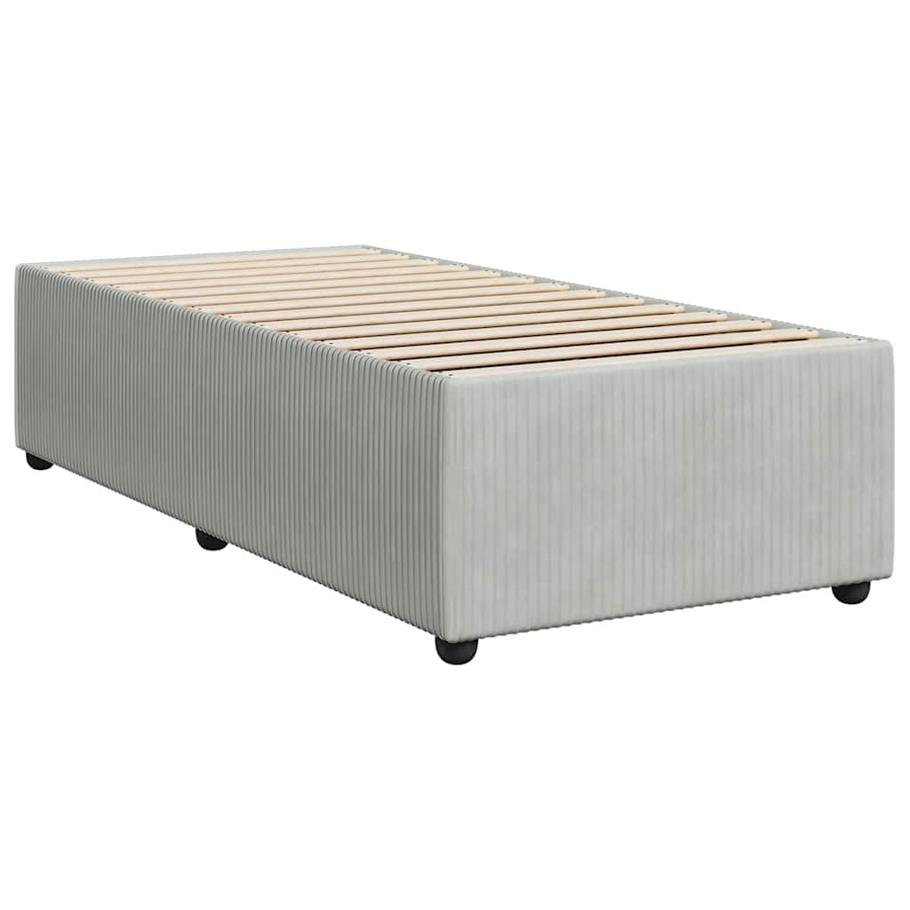 vidaXL Velvet upholstered Twin XL Bed Frame - Light Gray - slats for Support - Modern Style - Assembly Required