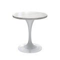 27 Round Dining Table, White Base with Sintered Stone White Top