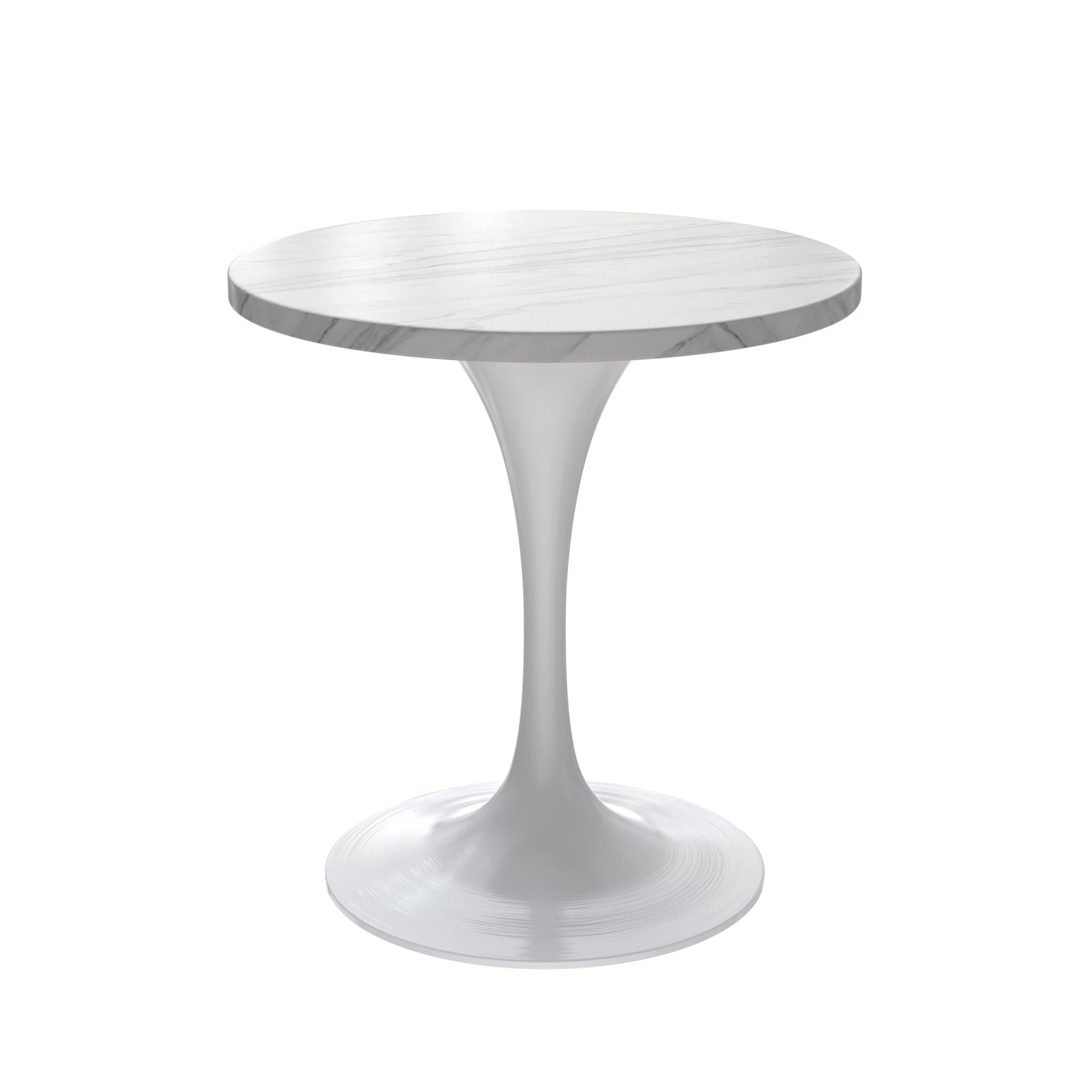 27 Round Dining Table, White Base with Sintered Stone White Top