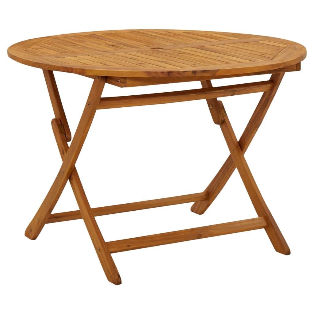 vidaXL Round Folding Garden/Patio Table - Weather-Resistant & Foldable Design - 43.3 Solid Acacia Wood - Round/Brown - Outdoor F