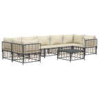 vidaXL Anthracite Poly Rattan Modular Patio Lounge Set// 7-Piece Outdoor Sofa Set with Cushions//Weather-Resistant Garden Furniture