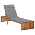 vidaXL Solid Acacia Wood Sun Lounger with Cushion Garden Outdoor Terrace Beach Wooden Sun Day Lounge Bed Seating Seat Sunlounger Furniture