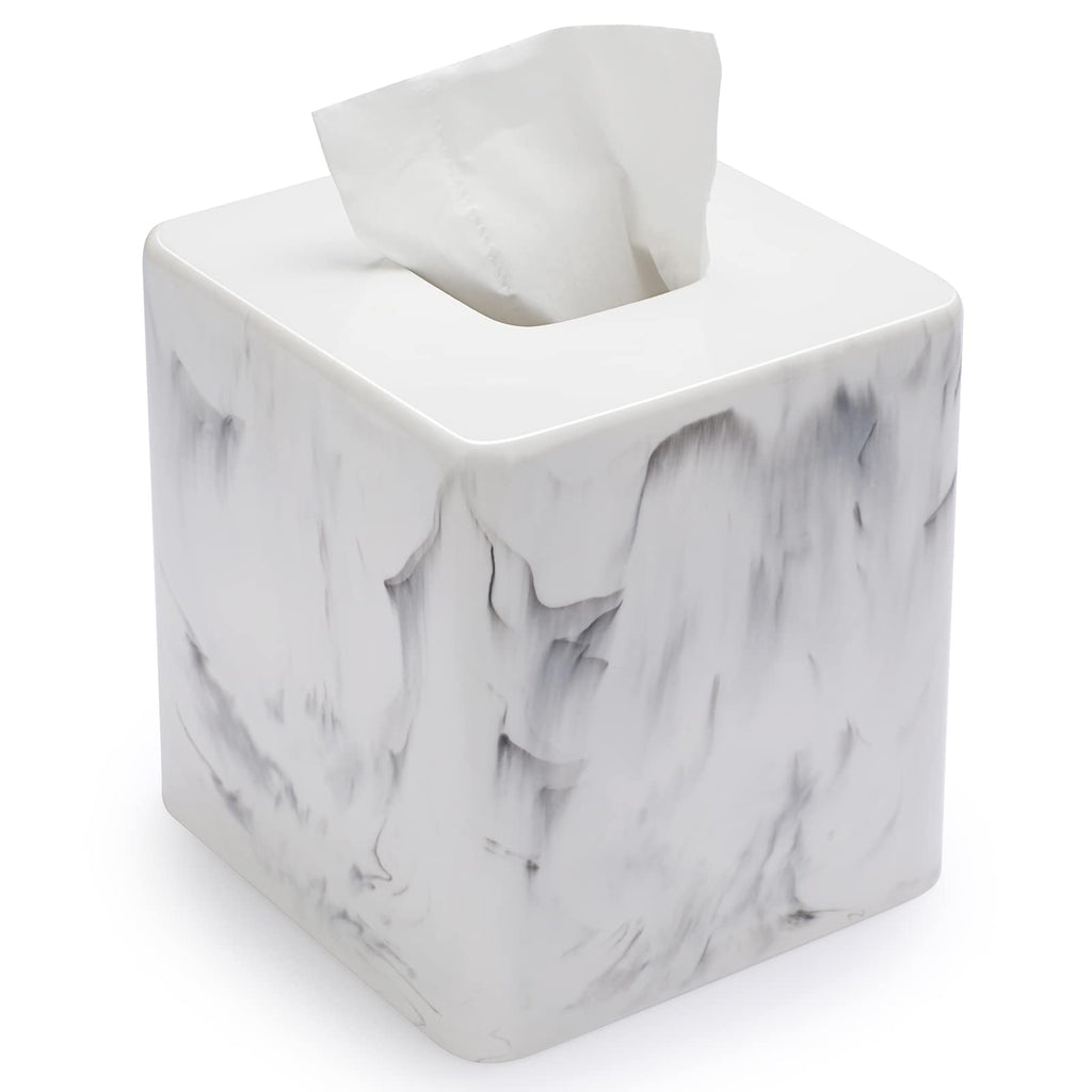 Sumnacon Resin Square Tissue Box Cover - Stylish Cube Tissue Box Holder with Open Bottom, Decorative Tissue Holder for Bathroom 