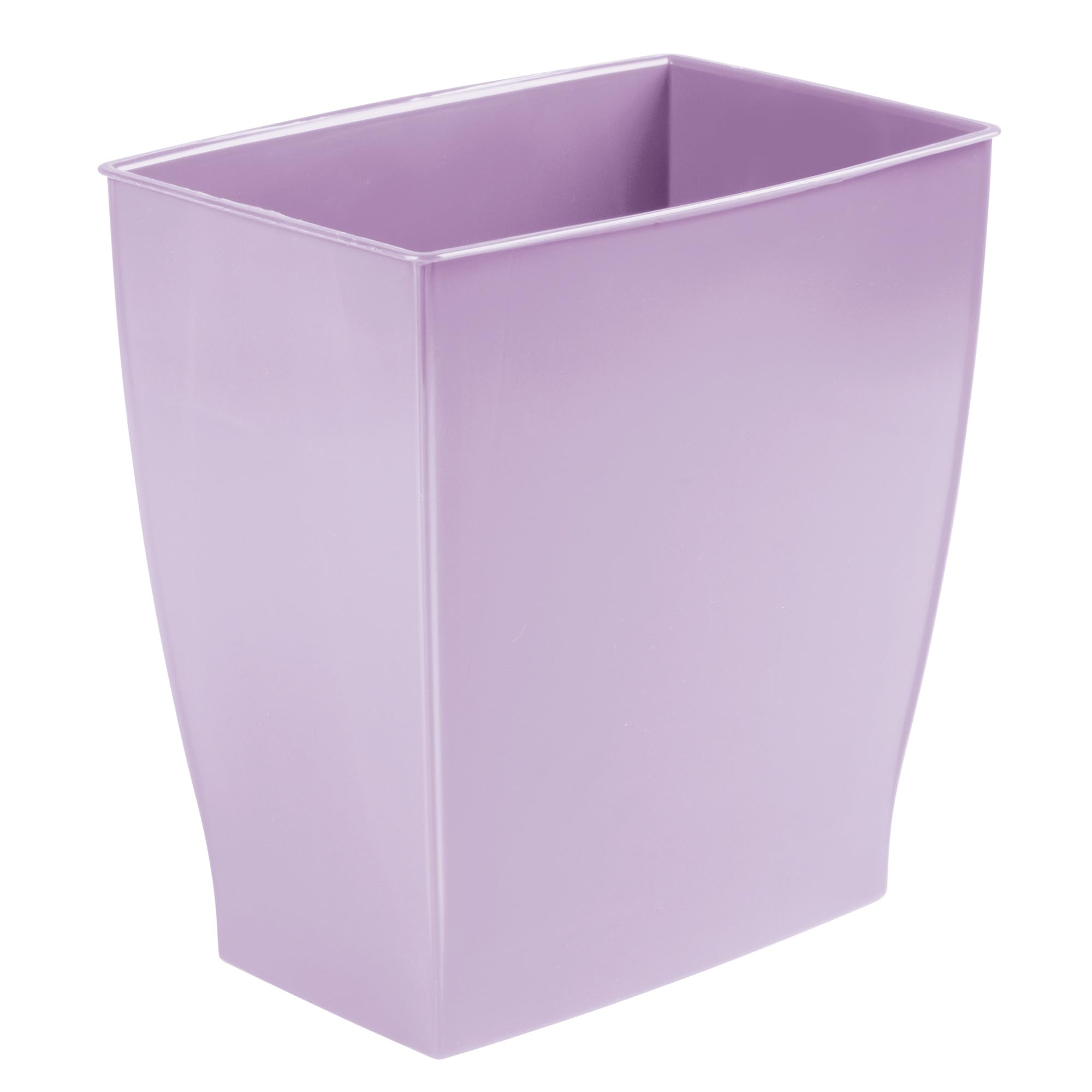 iDesign Small Plastic Bathroom Trash Can, Slim Rectangle Garbage Bin for Bedroom, Office, Dorm, Purple